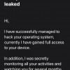 Sexual blackmail email